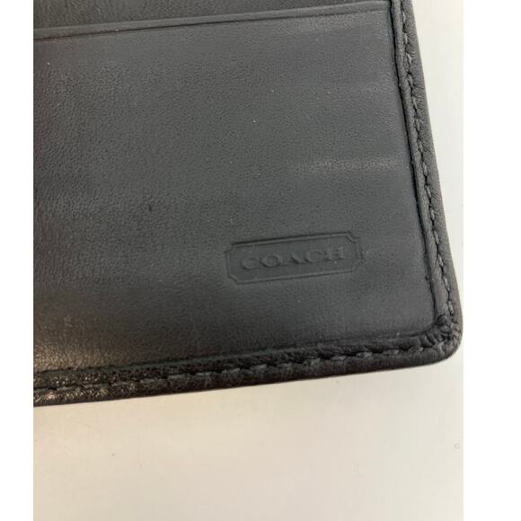 COACH LARGE BLACK SMOOTH LEATHER WALLET WITH EMBOSSED LOGO - Picture 7 of 14